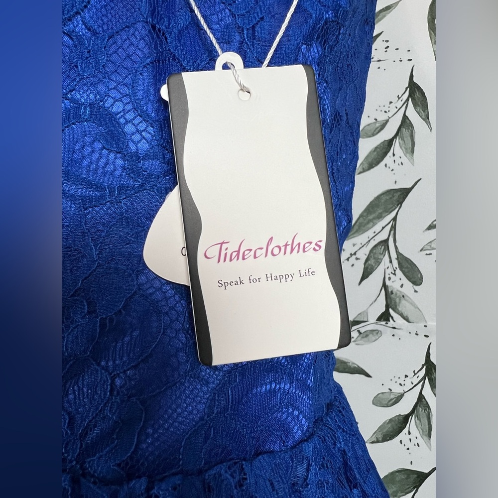Beautiful Cocktail Lace Mother of The Bride Dress Vintage Style Blue Formal #B - Picture 14 of 14